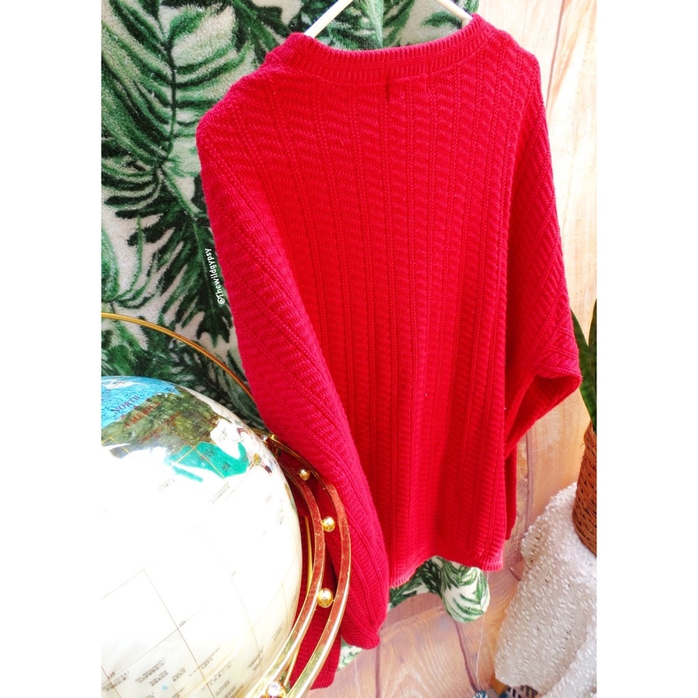 Vintage electric red oversized cable knit sweater 🍄 - Picture 7 of 9